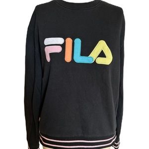 Fila Black sweatshirt With Multicolor Letters. Size Medium